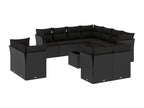 12-Piece Outdoor Patio Set with Cushions - Black Resin, W 21.7 x D 21.7 x H 14.6 in
