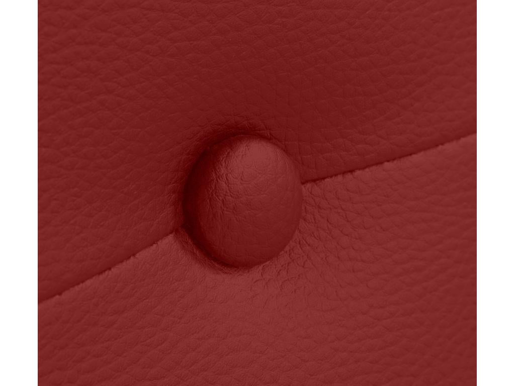 Bed - Red Faux Leather, Pine Wood, W 43.3 x D 1.6 x H 41.3 in