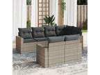 7-Piece Outdoor Patio Set with Cushions - Black Resin, W 24.4 x D 24.4 x H 27.2 in