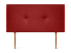 Bed - Red Faux Leather, Pine Wood, W 43.3 x D 1.6 x H 41.3 in