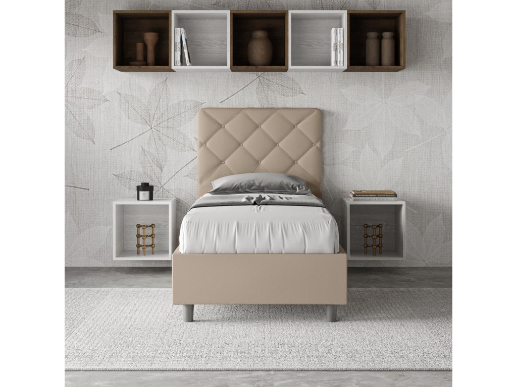Bed - Taupe Engineered Wood, W 82.7 x D 19.7 x H 61 in