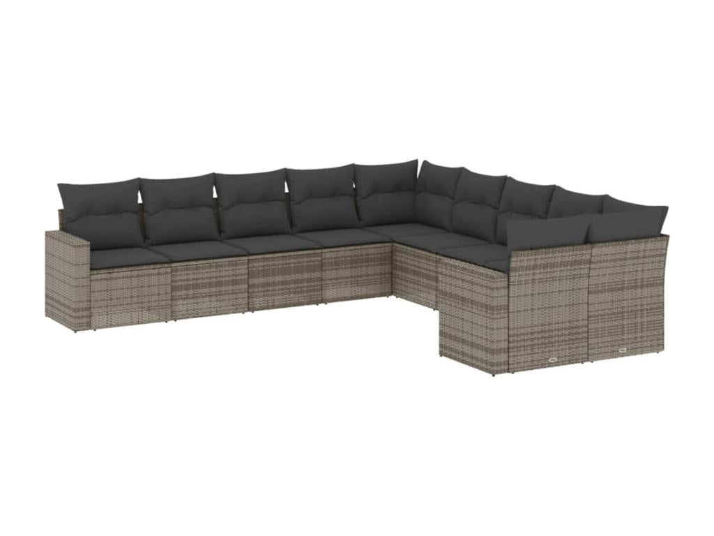 10-Piece Outdoor Patio Set with Cushions - Black Steel, W 24.4 x D 24.4 x H 27.2 in