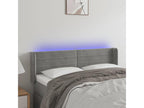 Bed with LED - Gray Velvet, W 57.9 x D 6.3 x H 34.6 in