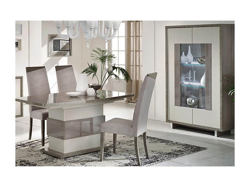 Display Cabinet with LED - Gray Engineered Wood, W 63 x D 39.4 x H 30.3 in