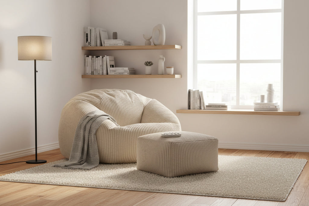 Home Item - Beige Polyester Fabric, W 33.5 x D 33.5 x H 19.7 in