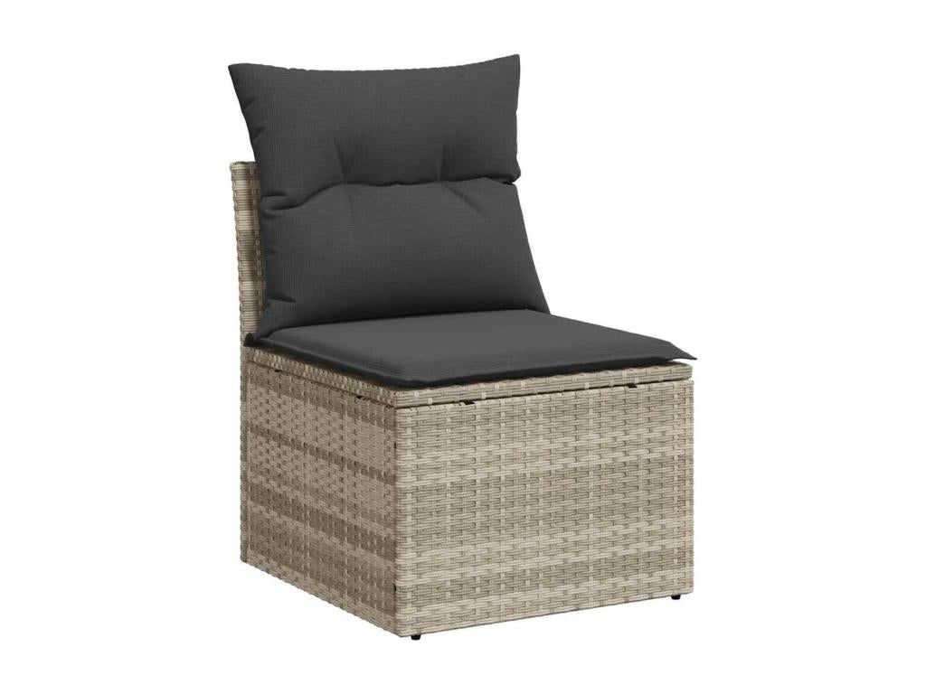 9-Piece Outdoor Patio Set with Cushions - Gray Polyester Fabric, W 39.4 x D 21.7 x H 28.7 in
