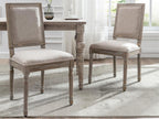 Set of 6 Chairs - Beige Polyester Fabric, Solid Wood, W 19.7 x D 17.3 x H 17.3 in