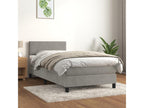 Bed Frame with Mattress - Gray Velvet, W 79.9 x D 31.5 x H 34.6 in