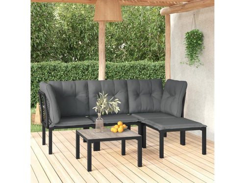 5-Piece Outdoor Patio Set - Black Resin, W 24.4 x D 24.4 x H 26.8 in