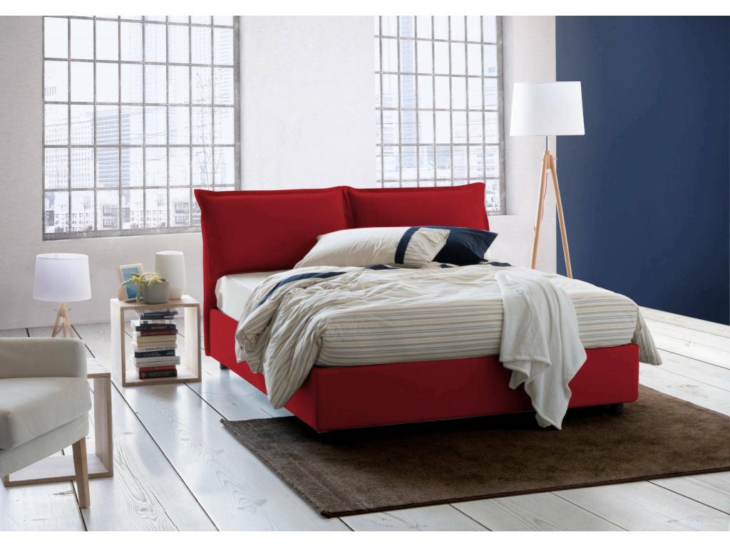 Bed Frame with Mattress - Red Wood, W 84.6 x D 61 x H 37.4 in