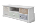 TV Stand - White Wood, W 39.4 x D 13.8 x H 15.7 in