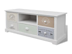 TV Stand - White Wood, W 39.4 x D 13.8 x H 15.7 in