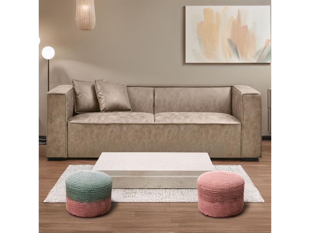 Sofa - Beige Microfibre, W 89 x D 34.6 x H 28.7 in