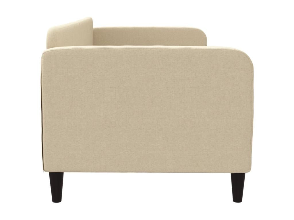 Bed Frame with Mattress - Creme Polyester Fabric, W 87.8 x D 35.4 x H 29.5 in