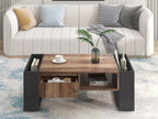 Coffee Table - Black Engineered Wood, W 41.9 x D 23.6 x H 15.7 in