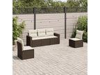 5-Piece Outdoor Patio Set with Cushions - Brown Wood, W 47.2 x D 33.1 x H 27.6 in