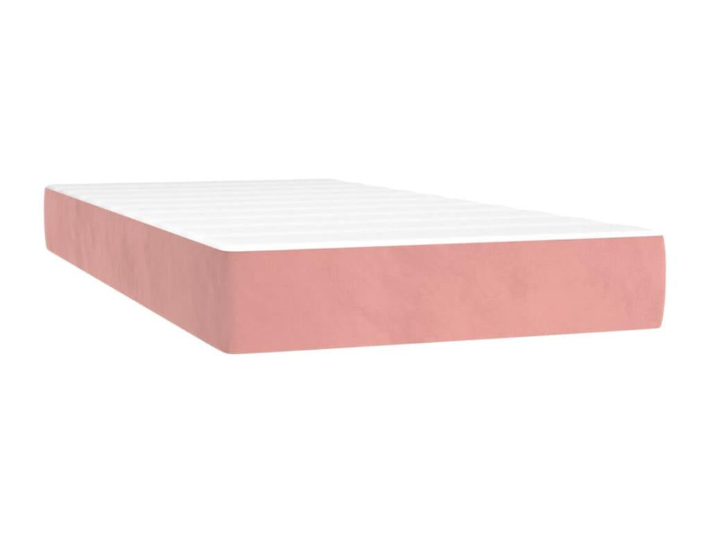 Bed Frame with Mattress - Pink Velvet, W 79.9 x D 79.9 x H 50.4 in