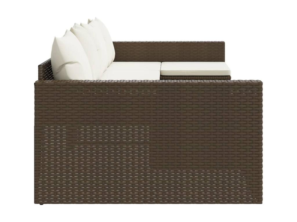 2-Piece Outdoor Patio Set with Cushions - Brown Wood, W 27.8 x D 27.8 x H 25.6 in