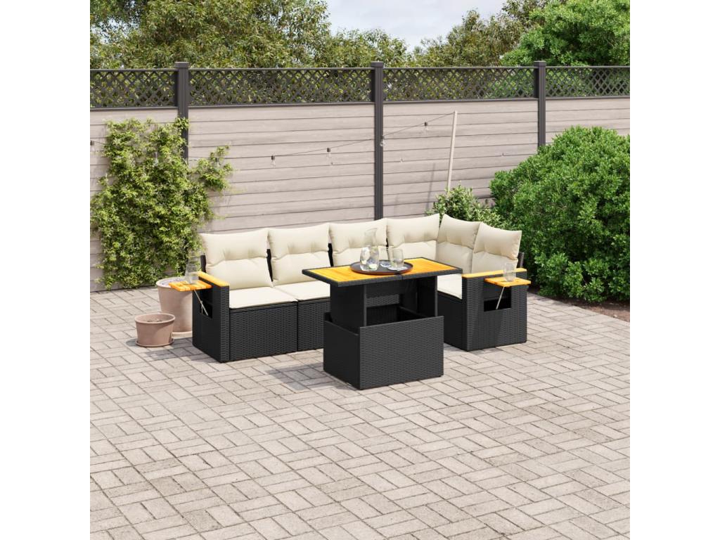 6-Piece Outdoor Patio Set with Cushions - Brown Steel, W 25.8 x D 24.4 x H 27.2 in