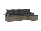 5-Piece Outdoor Patio Set with Cushions - Brown Wood, W 26 x D 24.4 x H 27.8 in