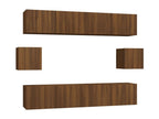 Set of 6 Cabinets - Brown Wood, W 31.5 x D 11.8 x H 11.8 in