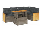 6-Piece Outdoor Patio Set with Cushions - Gray Resin, W 24.4 x D 27.2 x H 24.4 in