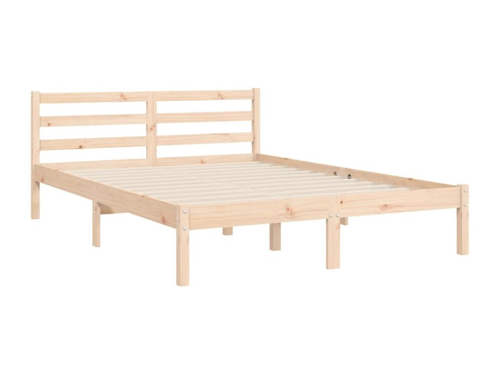 Bed Frame with Headboard - Natural Wood, W 77 x D 55.3 x H 39.4 in