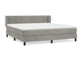 Bed Frame with Mattress - Gray Velvet, W 79.9 x D 72 x H 34.6 in