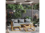 5-Piece Outdoor Patio Set - Brown Wood, W 27.4 x D 27.4 x H 23.6 in