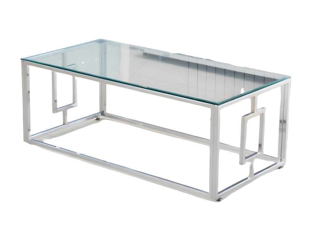 Coffee Table - Clear Glass, W 47.2 x D 23.6 x H 17.7 in