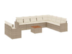 11-Piece Outdoor Patio Set with Cushions with LED - Beige Resin, W 21.7 x D 21.7 x H 14.6 in