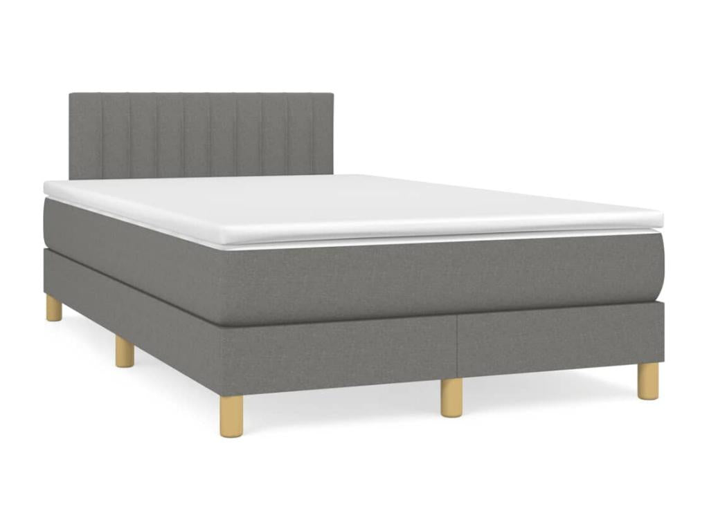 Bed Frame with Mattress - Gray Polyester Fabric, W 76 x D 48.4 x H 30.7 in