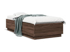 Bed Frame with Mattress - Brown Wood, W 79.9 x D 40.2 x H 15.7 in