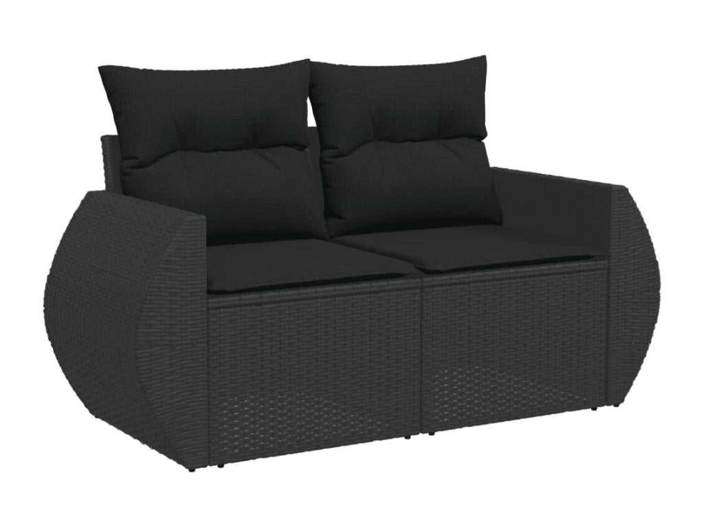 10-Piece Outdoor Patio Set with Cushions - Black Resin, W 24.4 x D 24.4 x H 27.2 in