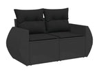 10-Piece Outdoor Patio Set with Cushions - Black Resin, W 24.4 x D 24.4 x H 27.2 in