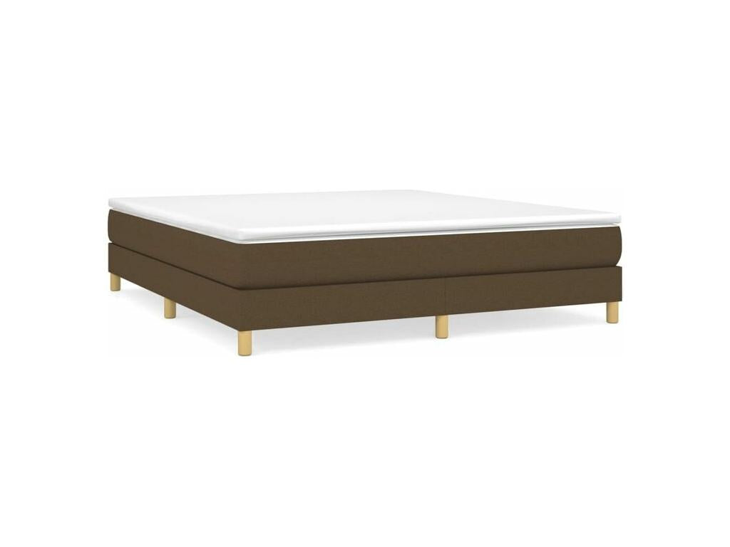 Bed Frame with Mattress - White Polyester Fabric, W 79.9 x D 70.9 x H 9.8 in