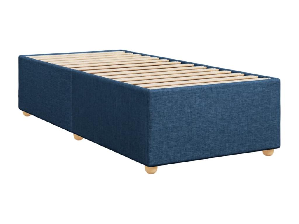 Bed Frame with Mattress - Blue Polyester Fabric, W 78.7 x D 31.5 x H 39.6 in