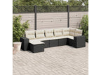 7-Piece Outdoor Patio Set with Cushions - Black Resin, W 24.4 x D 24.4 x H 27.2 in