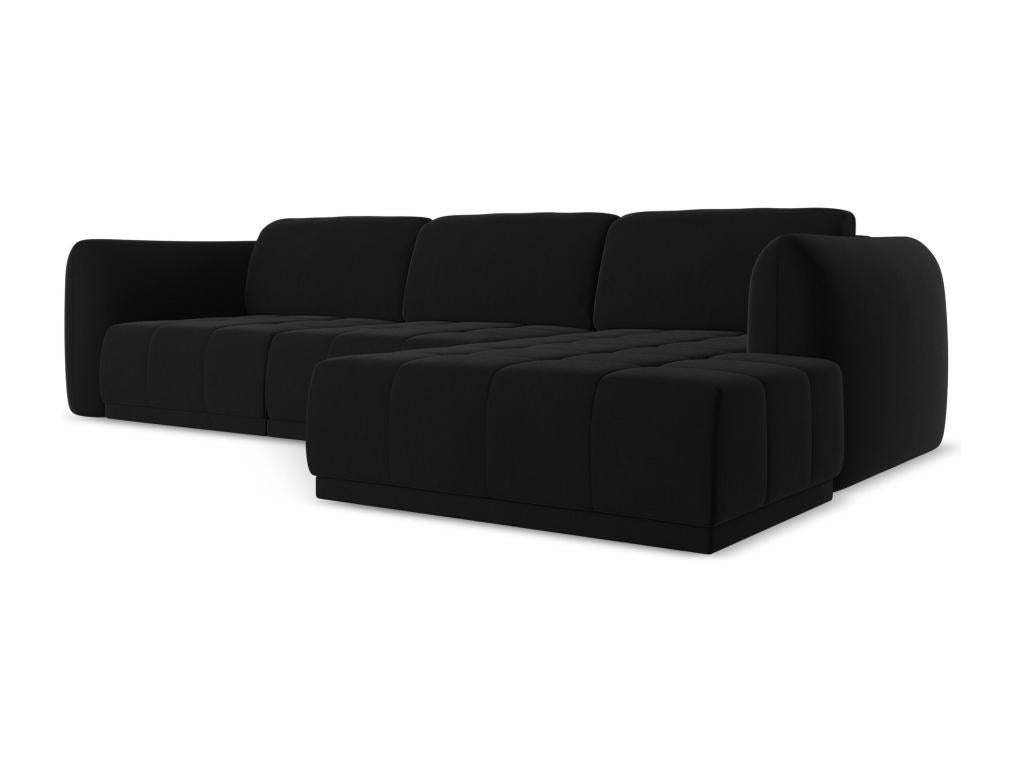 Sofa - Black Polyester Fabric, W 66.9 x D 114.2 x H 29.1 in
