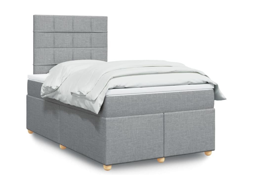 Bed Frame with Mattress - Gray Engineered Wood, W 74.8 x D 47.2 x H 59.3 in