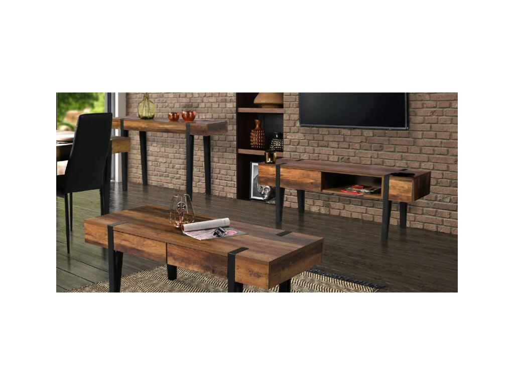 TV Stand - Brown Engineered Wood, W 55.1 x D 15.7 x H 19.7 in