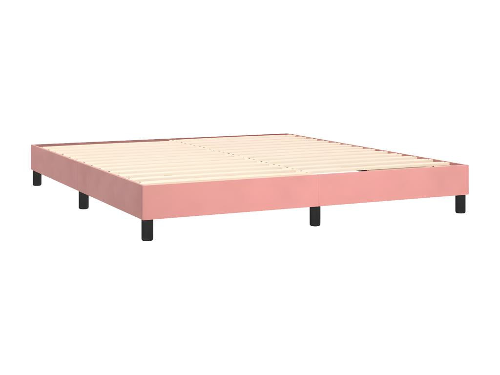 Bed Frame with Mattress - Pink Wood, W 79.9 x D 72 x H 34.6 in
