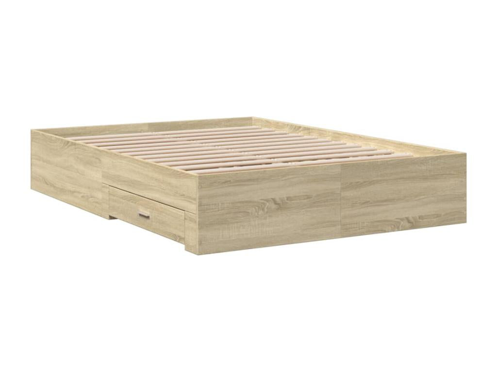 Bed - Natural Wood, W 76 x D 56.3 x H 12.6 in