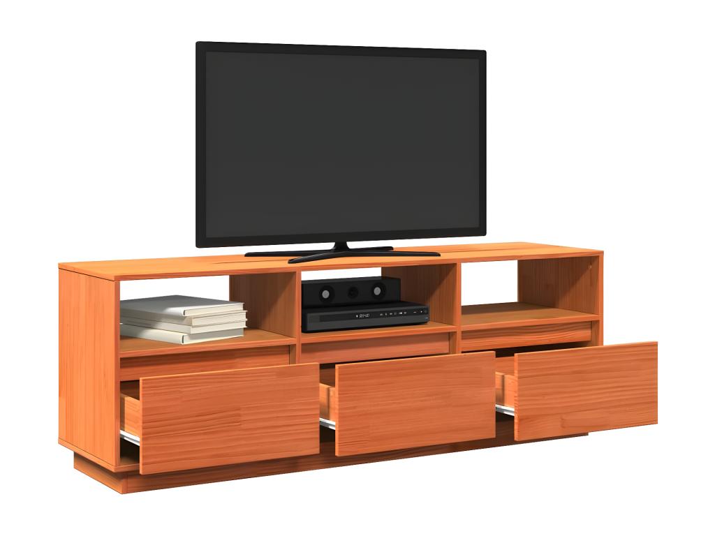 TV Stand - Brown Wood, W 55.1 x D 14.6 x H 19.7 in