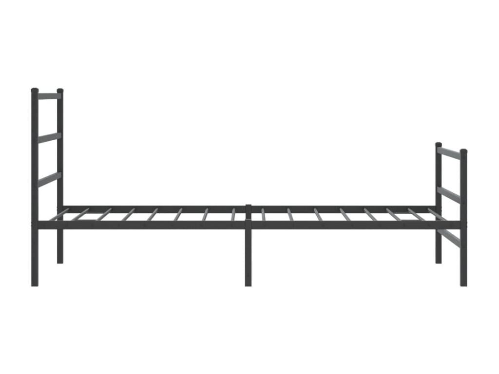 Bed Frame with Headboard - Black Steel, W 81.5 x D 41.3 x H 35.4 in