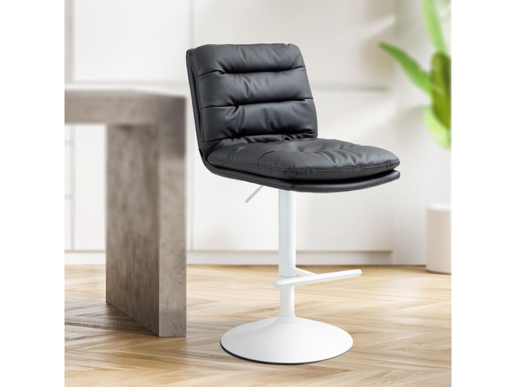 Bar Stool - Black Faux Leather, W 16.5 x D 22 x H 37 in
